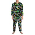 thumbnail image 3 of Susaid Geometric Dinosaur Print Men's Long Sleeve Pajama Set, Two-Piece Button-Down Loungewear PJs Set, Comfortable Sleepwear for Relaxation-XX-Large, 3 of 7