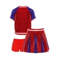 thumbnail image 4 of iixpin Girls Sequins Dance Performance Costume Sparkle Jazz Dance Top with Skirt Shorts Set Dancing Red 110, 4 of 7