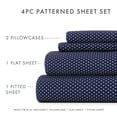thumbnail image 4 of Noble Linens 4 Piece Pattern Microfiber Bed Sheets Set, Navy My Heart, California King, 4 of 11