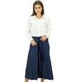 thumbnail image 2 of Bimba Women's Elastic Waistband Denim Culotte Fisherman Style Knot Detail Pants, 2 of 5