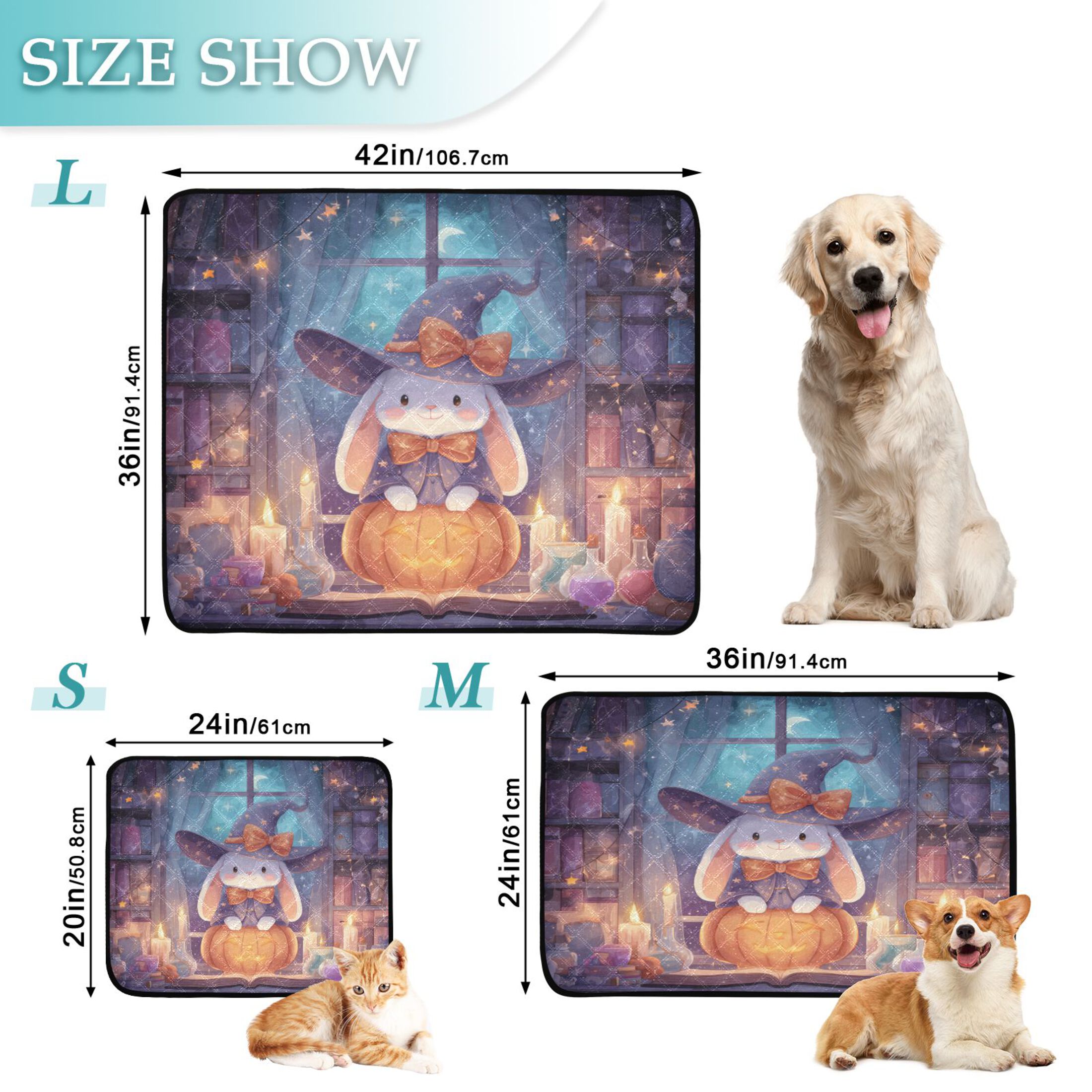 Qxltty Pumpkin Bunny Cat litter Pads Pet Set of 3 Diaper Mats Center Anti-leakage Layer Absorbent Soft and Comfortable