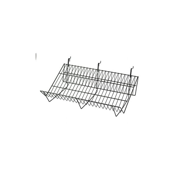 SSWBasics 24" x 12" x 6" Black Downslope Grid Shelf for Slatwall & Wire Grid