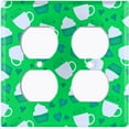 thumbnail image 2 of Metal Light Switch Wall Plate Outlet Cover (Coffee Espresso Mocha Cup Green Heart Green Cupcake - Double Duplex), 2 of 2