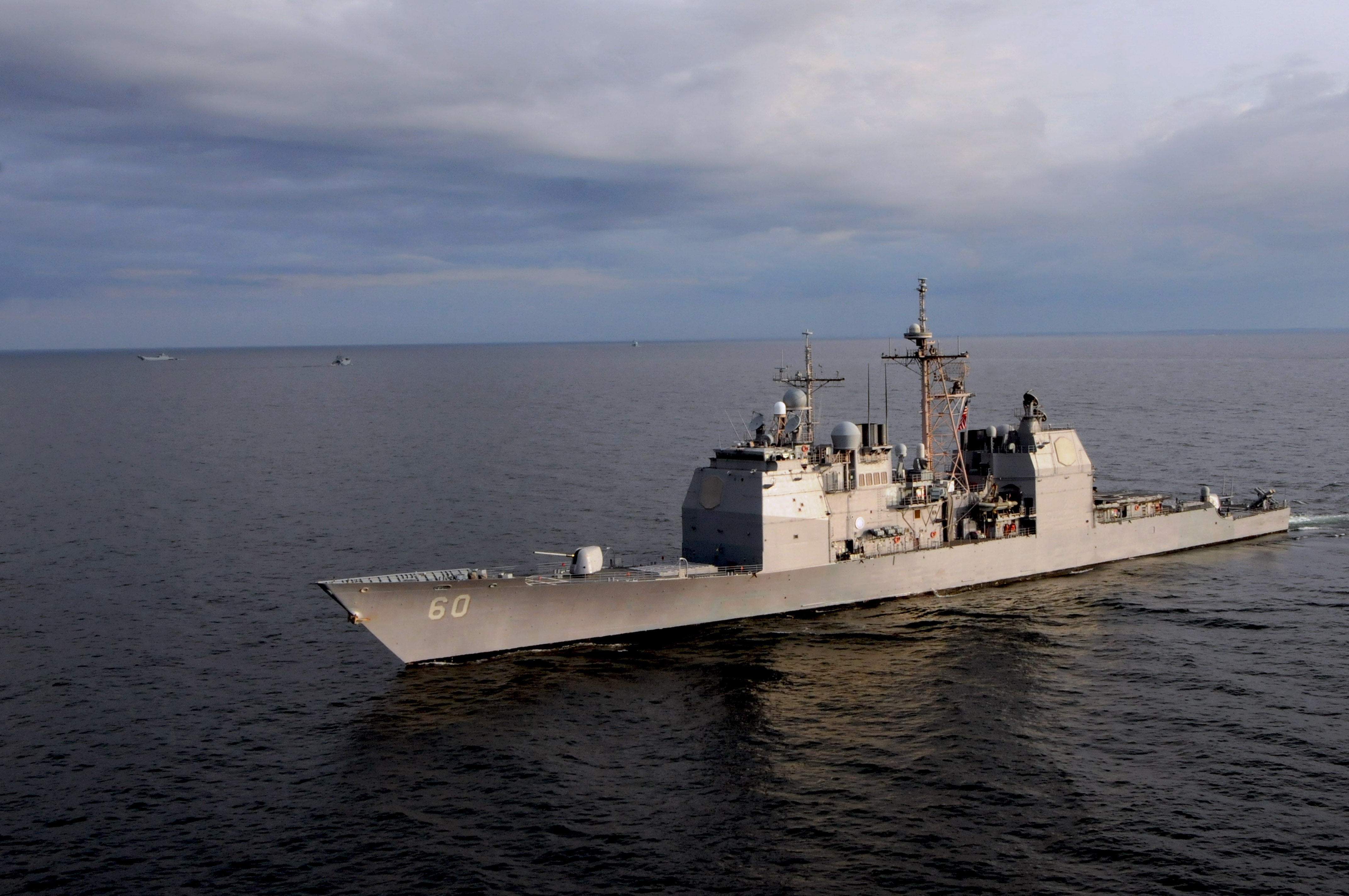 LAMINATED POSTER The Ticonderogaclass guidedmissile cruiser USS