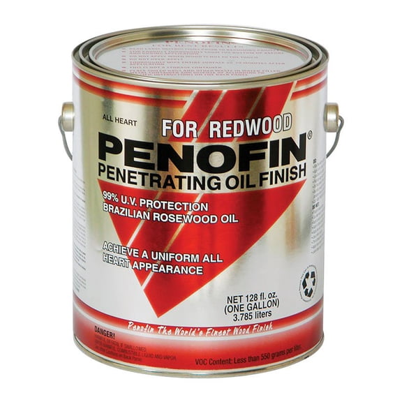 Penofin F3RAHGA All Heart Redwood Transparent Oil-Based Wood Stain, Redwood, 1 Gallon