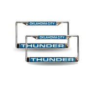 Oklahoma City OKC NBA Thunder Chrome Metal (Set of 2) Laser Cut License Plate Frames