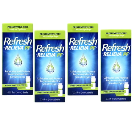 Refresh RELIEVA Preservative-Free Lubricant Eye Drops for Sensitive Eyes, 0.33 FL OZ (10 ml) - 4 Pack