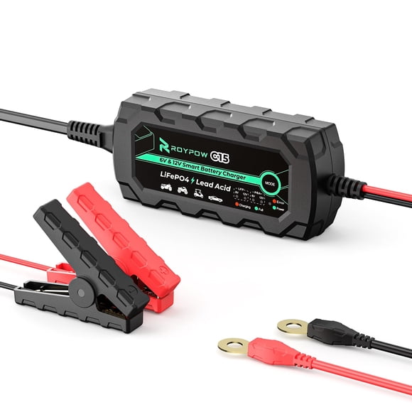 Cargador de batería RoyPow 6V/12V 1A Cargador de batería de litio