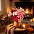 thumbnail image 4 of SLYNSHome Artificial Fall Pumpkin Floral Bouquet,Pink Faux Sunflower Maple Berry Flower Stems, Harvest Tabletop Arrangement For Thanksgiving Indoor Home Mantel Decor, 4 of 6