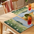 thumbnail image 4 of Oil Painting Grassland Placemats Set of 2, Country White Daisy Flower Non-Slip Place Mats Washable Table Mats for Kitchen Dining Table Decorations Indoor/Outdoor, 4 of 9