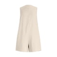 thumbnail image 4 of WULMLEO Summer Rompers For Women V Neck Sleeveless Button Front Pants Casual Loose Fit Cotton Short Jumpsuits With Pockets Beige M, 4 of 6