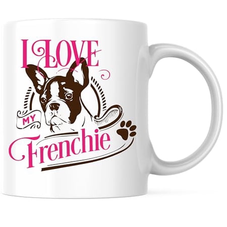 Bliss Monkey Co. I Love My Frenchie Coffee Mug - French Bulldog Lover Mug - Dog Lover Mug - 11 Ounce Ceramic Cup - Premium Ceramic - Design Printed On Both Sides - BMCM02969