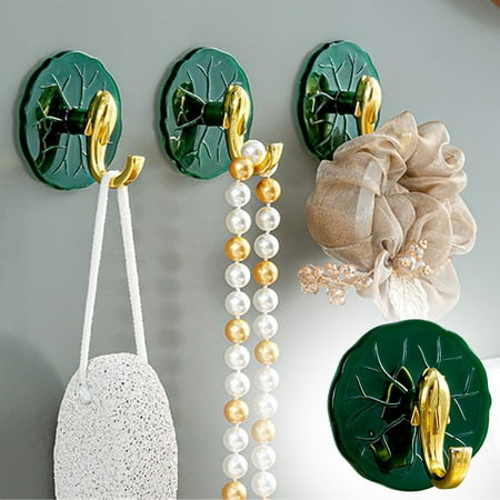

Soyumi Hooks 4PCS Plastic Hook Wall Hanging Hook Non Punching Non Hanger Light Luxury Upside Down Wall Hanging Bearing Bathroom Dormitory Strong Sticker Hook ( Green/transparent)