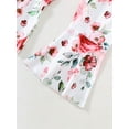 thumbnail image 5 of Toddler Baby Girl Pink Short Sleeved Round Neck Romper + Floral Printed Jogger Pants + Headband Clothes Spring Summer Infant Clothes, 5 of 5