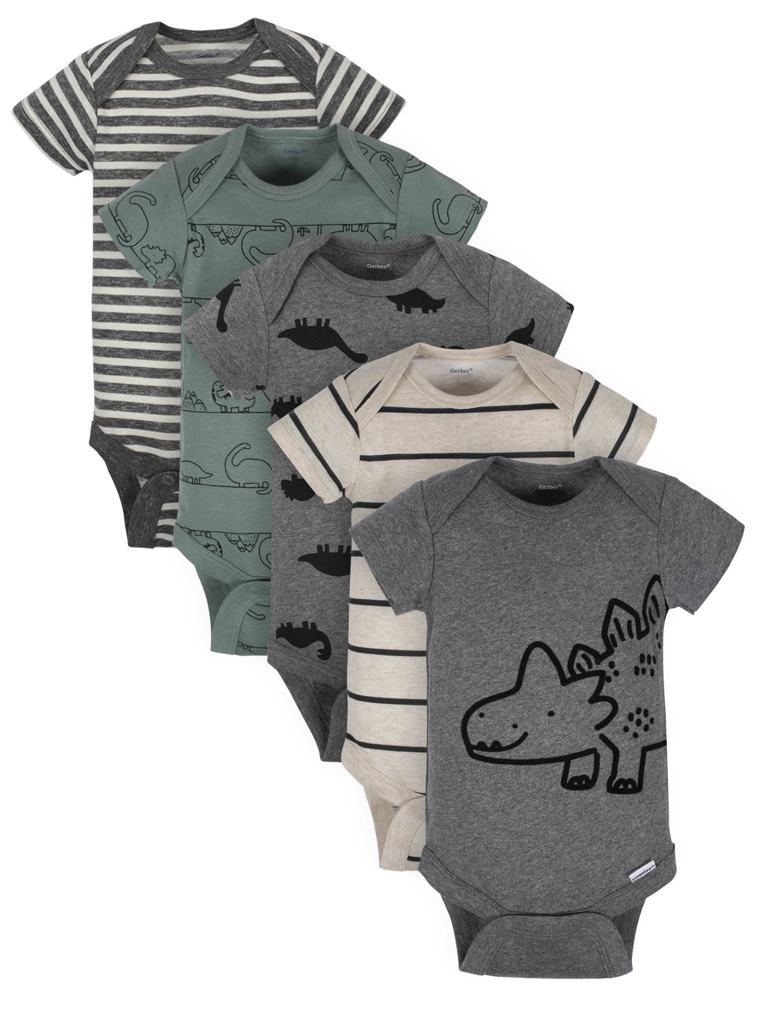 Grow by Gerber baby-boys Organic 5-pack Short-sleeve Onesies Bodysuits