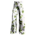 thumbnail image 4 of Women's Casual Pants Women'S Wide Leg Pant Vintage Floral Print High Waisted Straight Stretch Pants With Pockets,Green Women's Casual Pants XL, 4 of 4
