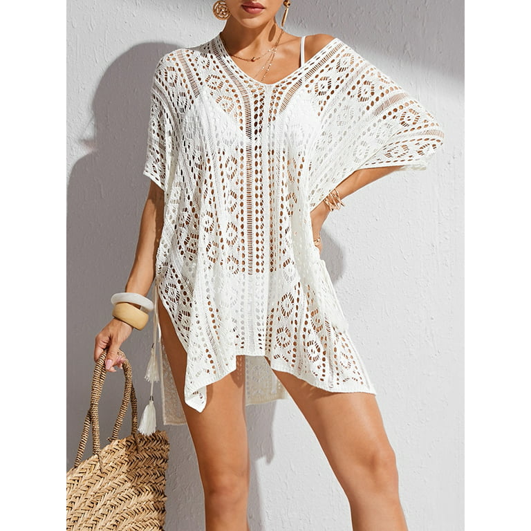 Swimsuit Cover Ups for Women Bathing Suit Cover Up Beach Dress Bikini Swimwear  Coverups Summer Casual Lace Crochet Swim Cover, Awhite, Small : :  Clothing, Shoes & Accessories