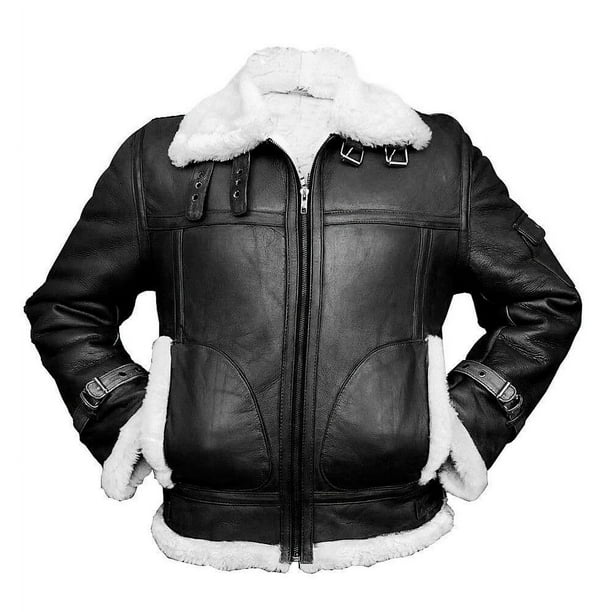 Black leather aviator jacket best sale