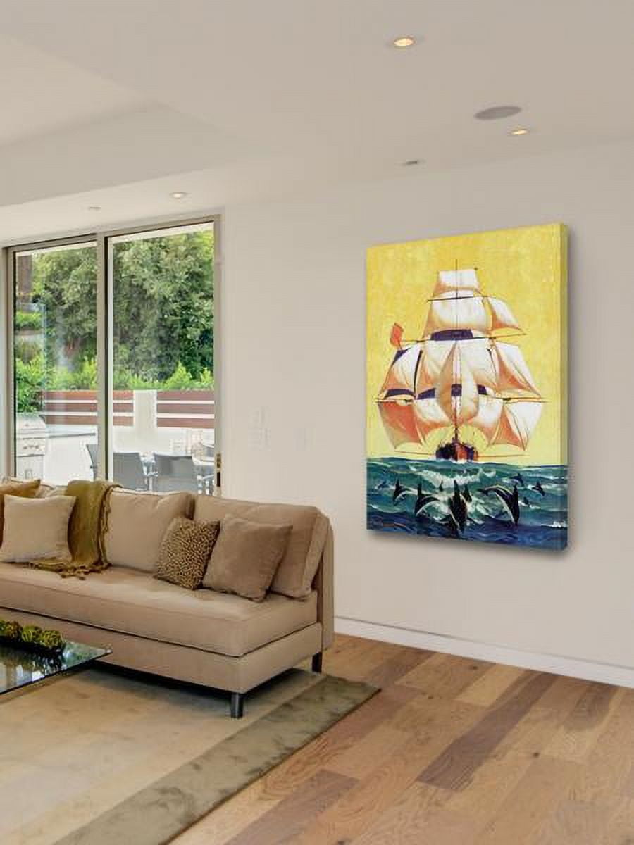 "Led by Dolphins" Painting Print on Wrapped Canvas