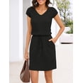 thumbnail image 5 of Merokeety Womens Summer Dresses V Neck Casual T Shirt Mini Dress with Pockets Black l, 5 of 5