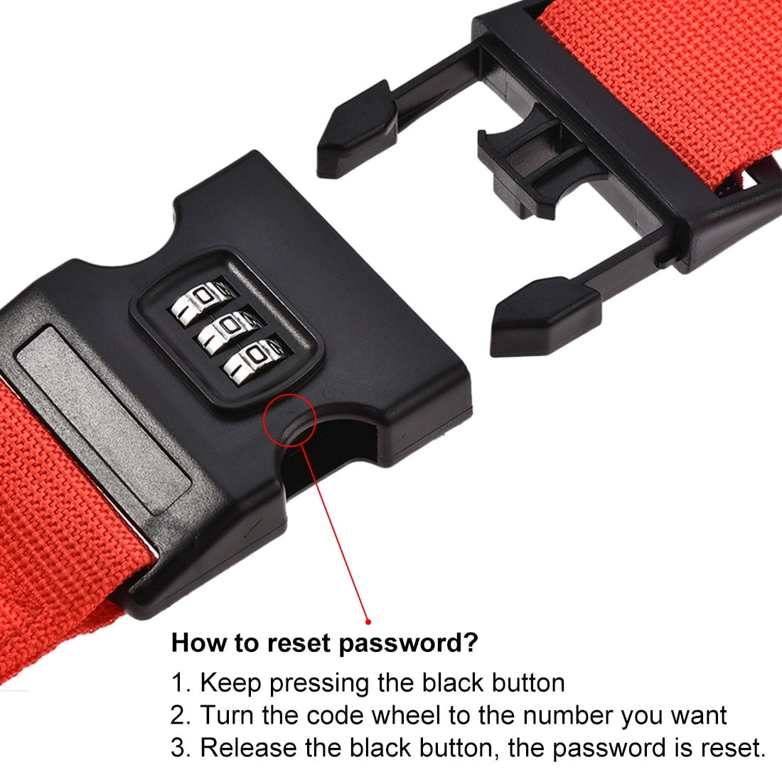 Unique Bargains Luggage Straps Suitcase Belts with Buckle PP Travel Packing Accessories Red