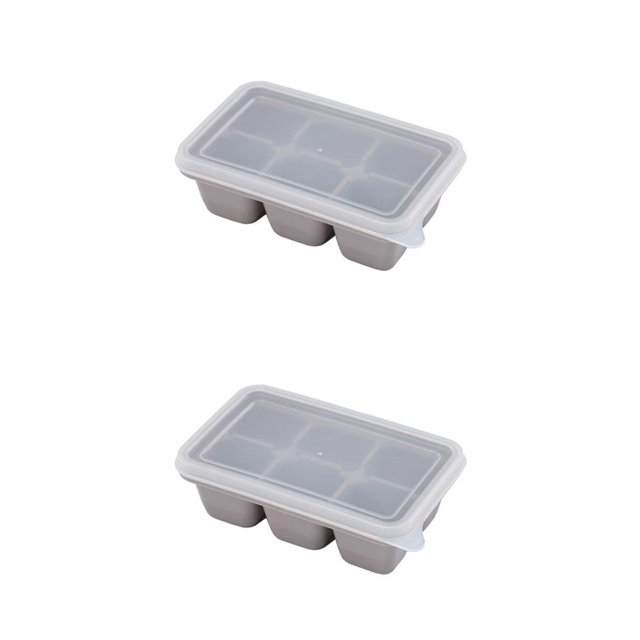 Injueey Bandeja de cubitos de hielo de 6 rejillas, molde apilable reutilizable, molde de pudín de Chocolate, moldes para hacer bebidas en el hogar, gris Gris oscuro 2piezas Injueey CBP075490