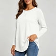 thumbnail image 2 of yillto Tshirts for Womens Long Sleeve Basic Shirts Sofy Stretchy Crew Neck Solid Color Loose Tees, 2 of 7