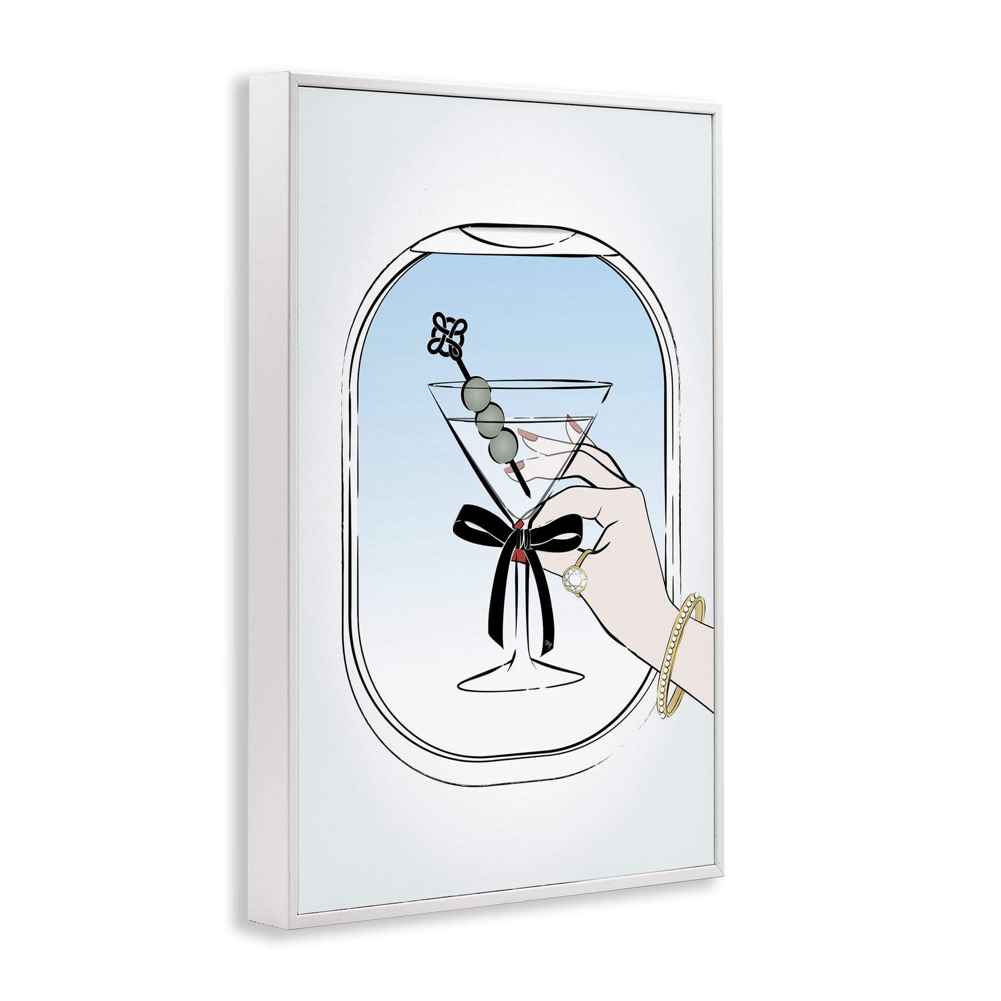 Stupell Industries First Class Cocktail Food & Beverage Painting White Framed Art Print Wall Art, 12 x 18