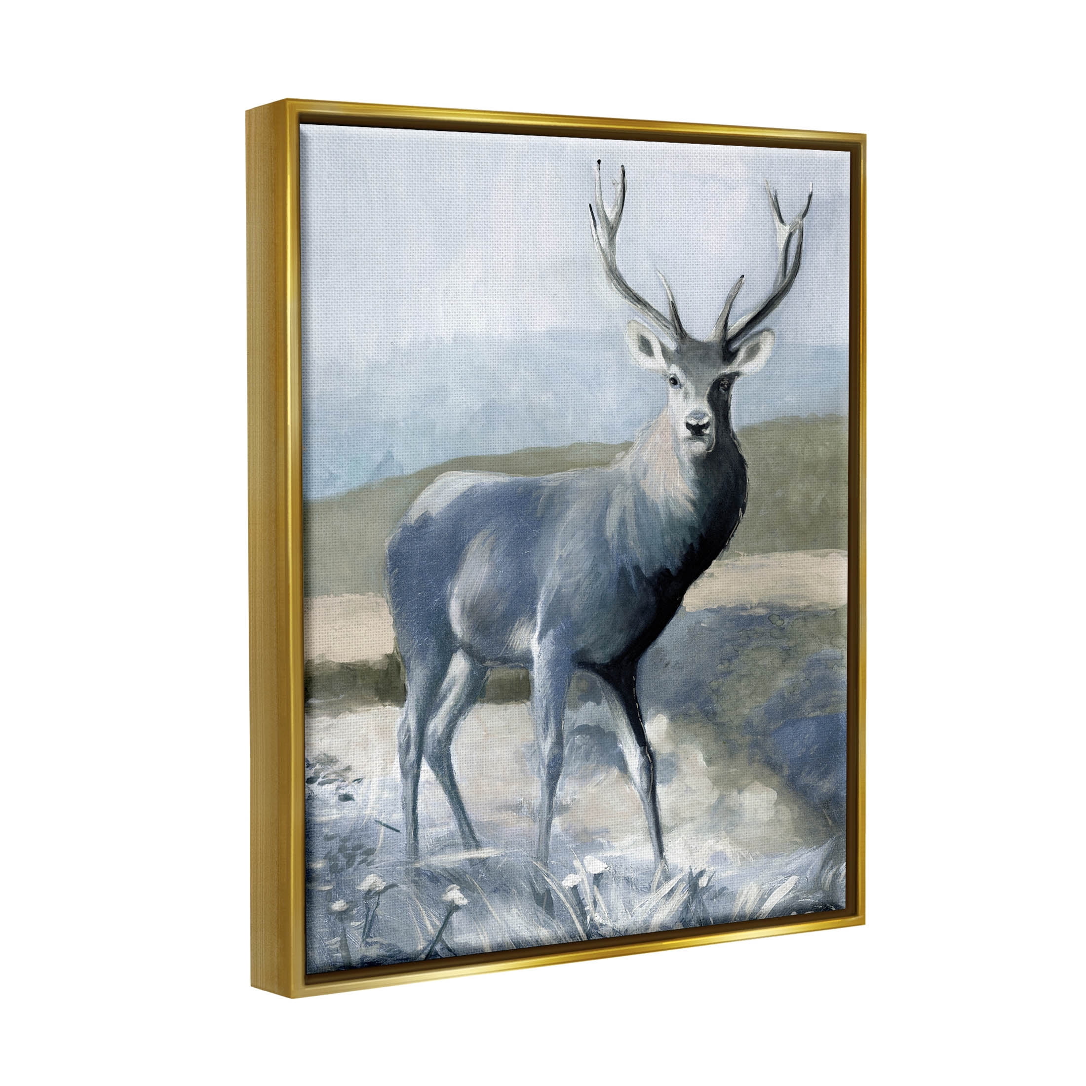 Woodland Wildlife Deer Portrait Animals & Insects Graphic Art Metallic Gold Framed Art Print Wall Art