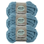 Angle View: Lion Brand Yarn AR Workshop Chunky Knit AR Aqua Chenille Jumbo Polyester Blue 3 Pack
