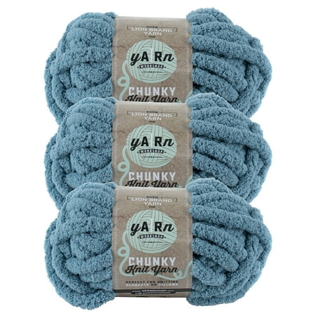 Lion Brand Yarn AR Workshop Chunky Knit AR Aqua Chenille Jumbo Polyester Blue 3 Pack