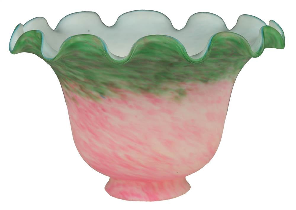 7"W Fluted Bell Pink and Green Shade