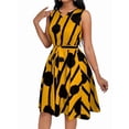thumbnail image 4 of Women'S Striped Wrap V Neck Tie Waist Sleeveless Spaghetti Straps Dress Yellow S, 4 of 9