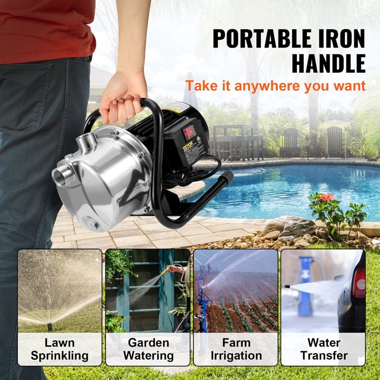 1HP Shallow Well Pump With Pressure Tank 1000GPH Irrigation Booster Pump P 010274050546