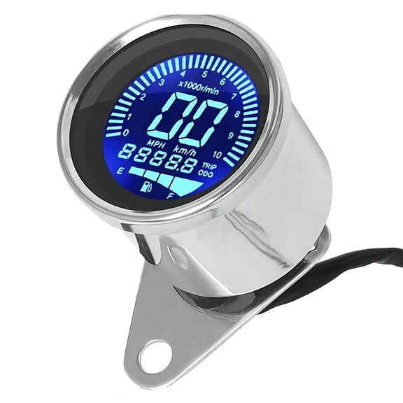 Tesyar Motorcycle Digital LCD Speedometer Tachometer Gauge, 7 Color Backlight Waterproof 12V Motorbike Meter KM/MPH Switchable