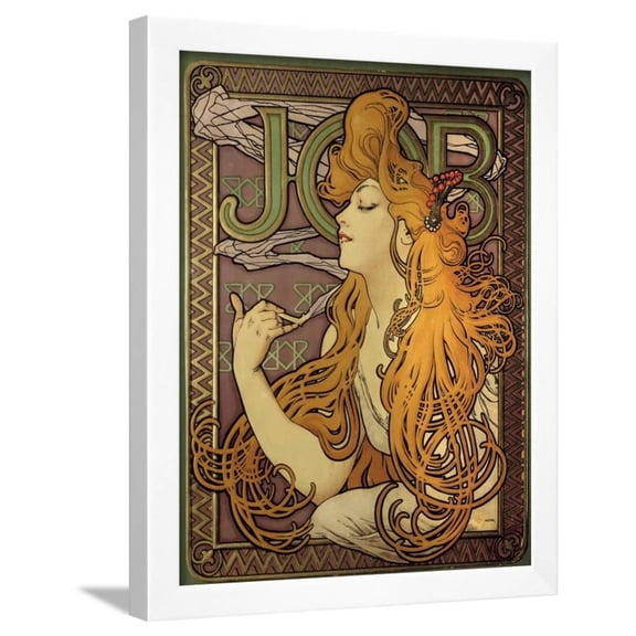 Poster Advertising the Cigarette Paper Job by Alphonse Mucha Framed Print Wall Art