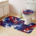 thumbnail image 4 of Independence Day Bathroom Rugs Set Abstract Red Blue White Mottled Painted Non Slip Absorbent Soft Bath Mats 3 Piece Set with Bathroom Rug, U-Shaped Floor Mat, Toilet Seat Cover Large Size, 4 of 9