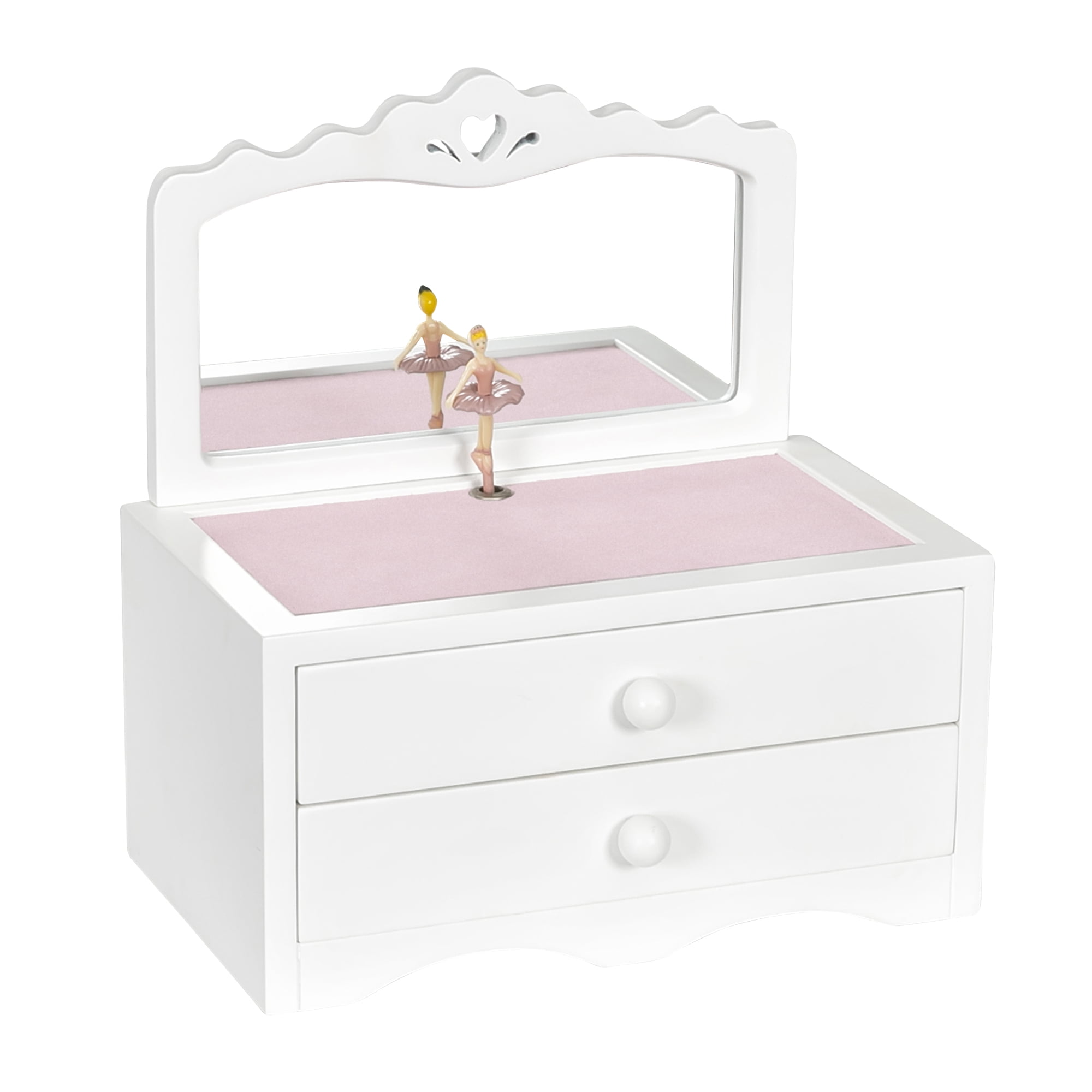 Mele & Co. Kelby Girl's Wooden Musical Ballerina Jewelry Box in White
