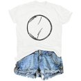 thumbnail image 1 of Mujeres Impreso Casual Top, Manga Corta Crew Cuello Blusa para la Primavera Y el Verano Desgaste, Ligero Imitación Algodón Moda Tee, 1 of 2