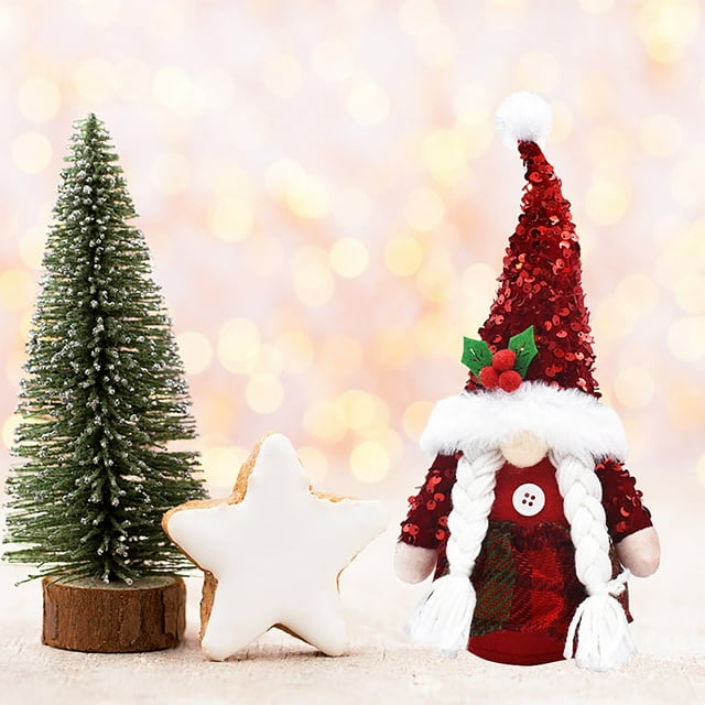 Décor de Noël Ornement de Bureau Poupée en Tissu Sans Visage à Paillettes Rouges – un Ornement Décoratif Époustouflant pour la Maison Ou les Expositions Conçu avec des Matériaux et des Détails Artistiques