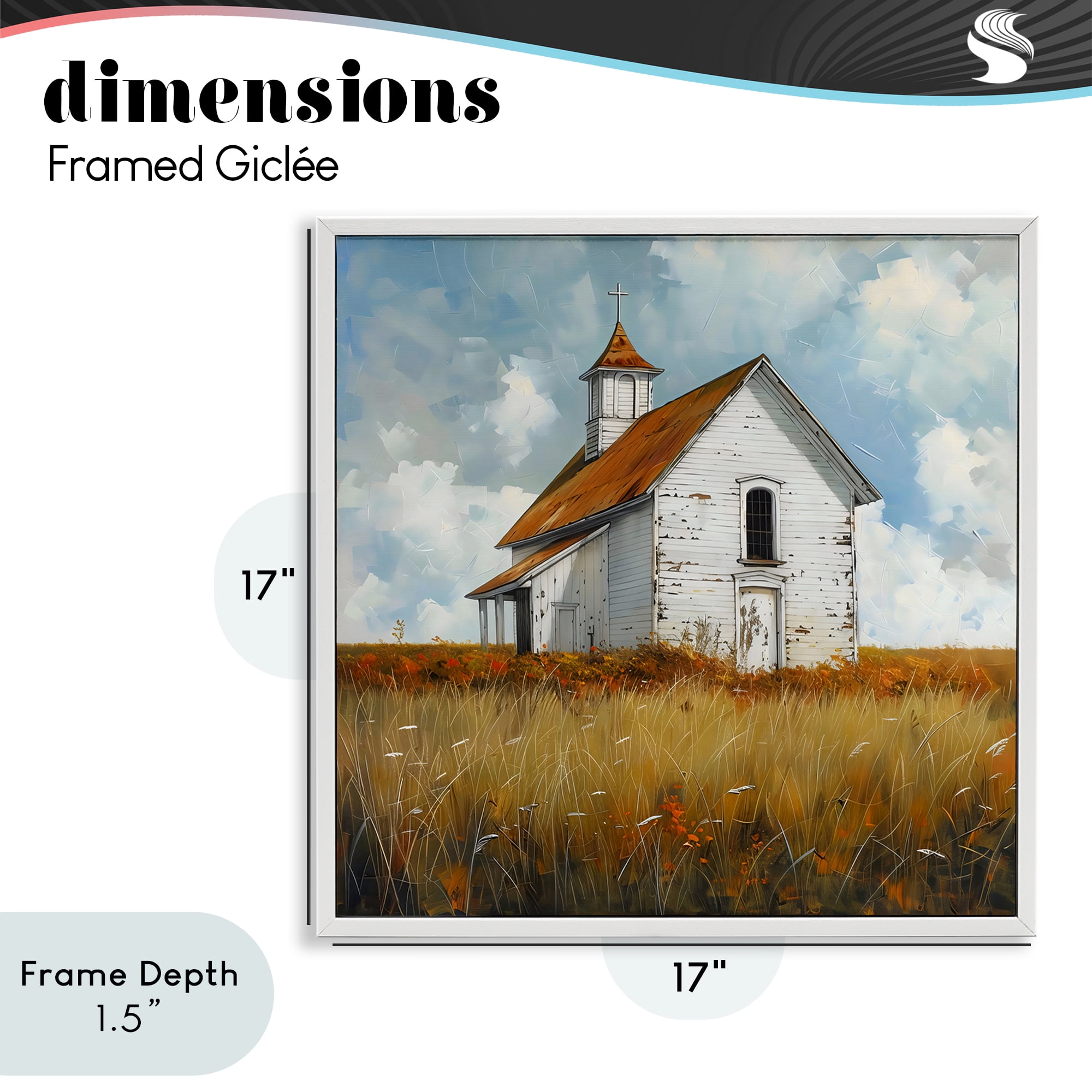 Stupell Industries Rustic Church in Field White Framed Giclee Art, design by Creative Studio