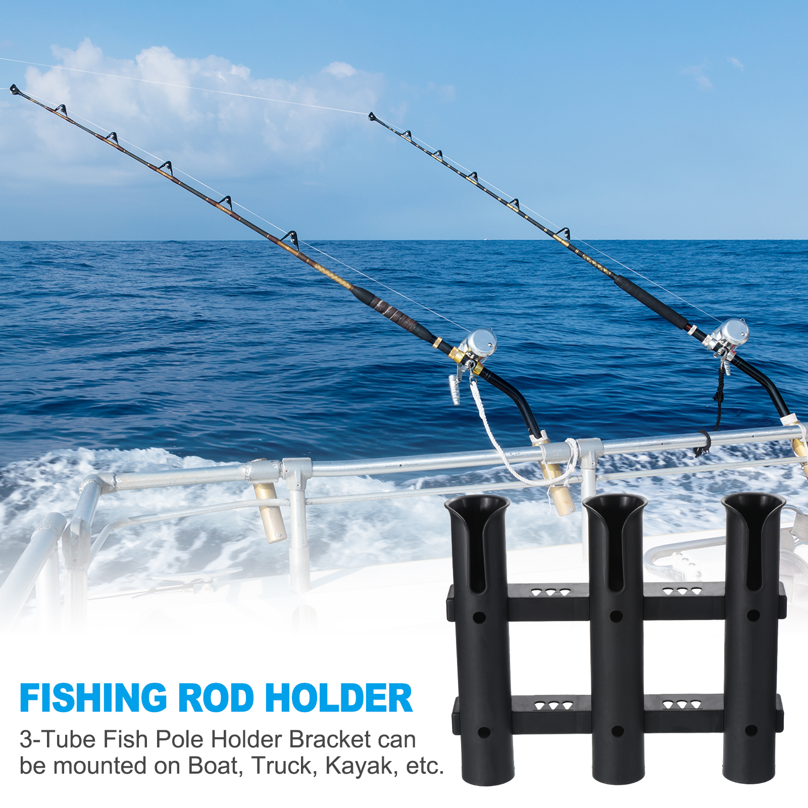 Rod Holders 3-Tube Fishing Rod Holder Rack - ABS Plastic, For Boat, Kayak, Truck, Or Wall Storage, Includes Screws ABS Plastic Rod Storage Rod Holders 3-Tube Fishing Rod Holder Rack - ABS Plastic, For Boat, Kayak, Truck, Or Wall Storage, Includes Screws ABS Plastic Rod Storage