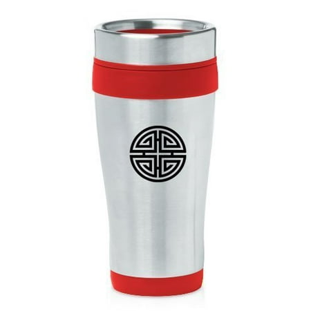 

Red 16oz Insulated Stainless Steel Travel Mug Four Blessings Lucky Charm Feng Shui MIP
