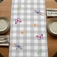 thumbnail image 5 of Wildflowers 70 Inch Table Runner, Spring Watercolor Tulip Floral Leaf Grey Plaid Farmhouse Dresser Scarf Cotton & Linen Tablerunner for Dining/Kitchen Island/Holiday Party Décor 13" x 70", 5 of 9