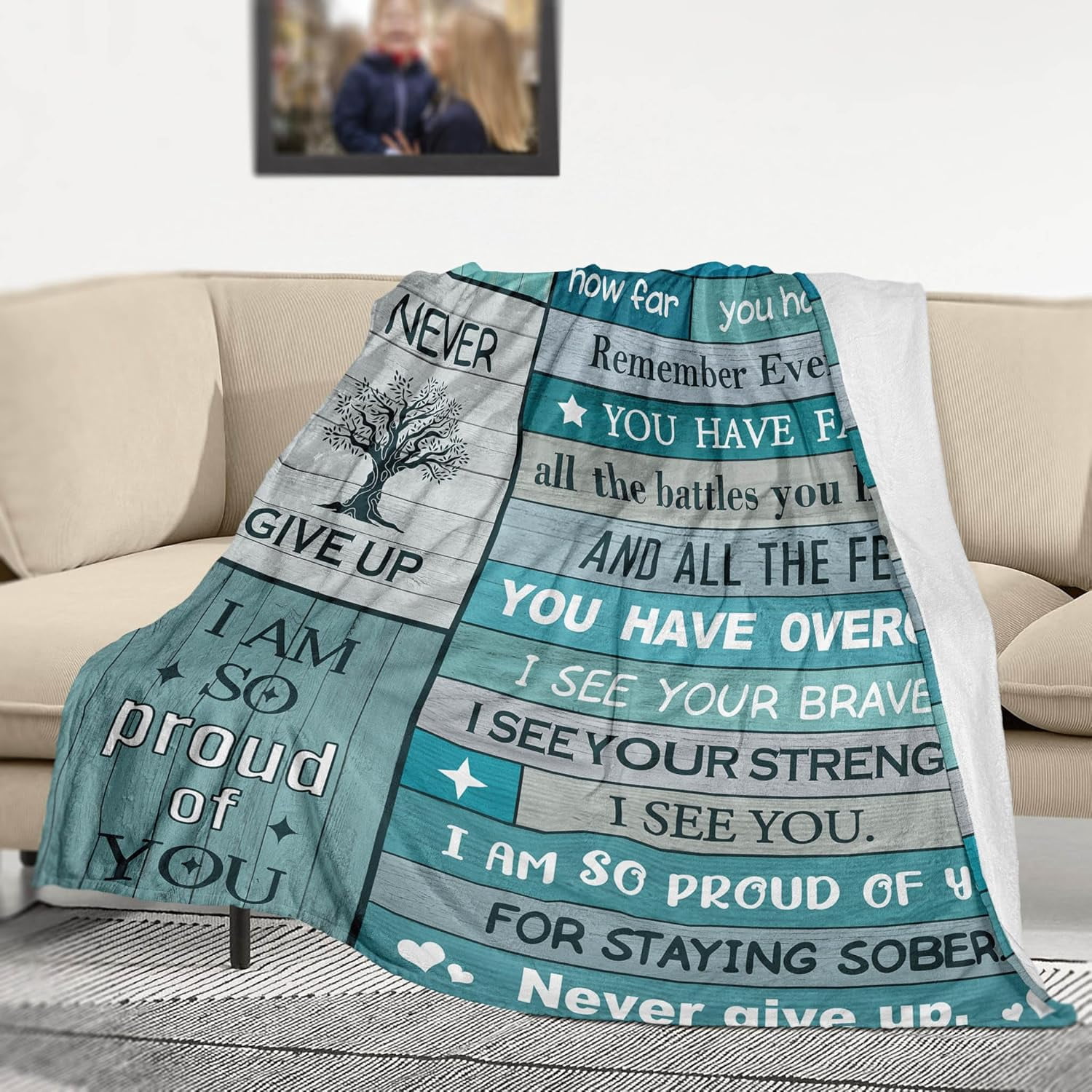 Sobriety Gifts for Women/Men Blanket, Addiction Recovery Gifts, 1/10 Year Sobriety Gifts