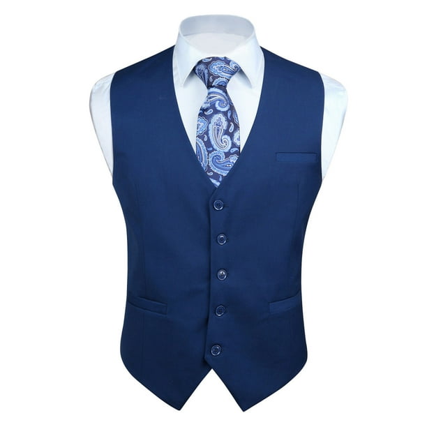 HISDERN Men's Suit Vest Business Formal Dress Waistcoat Vest with 3 Pockets for Suit or Tuxedo