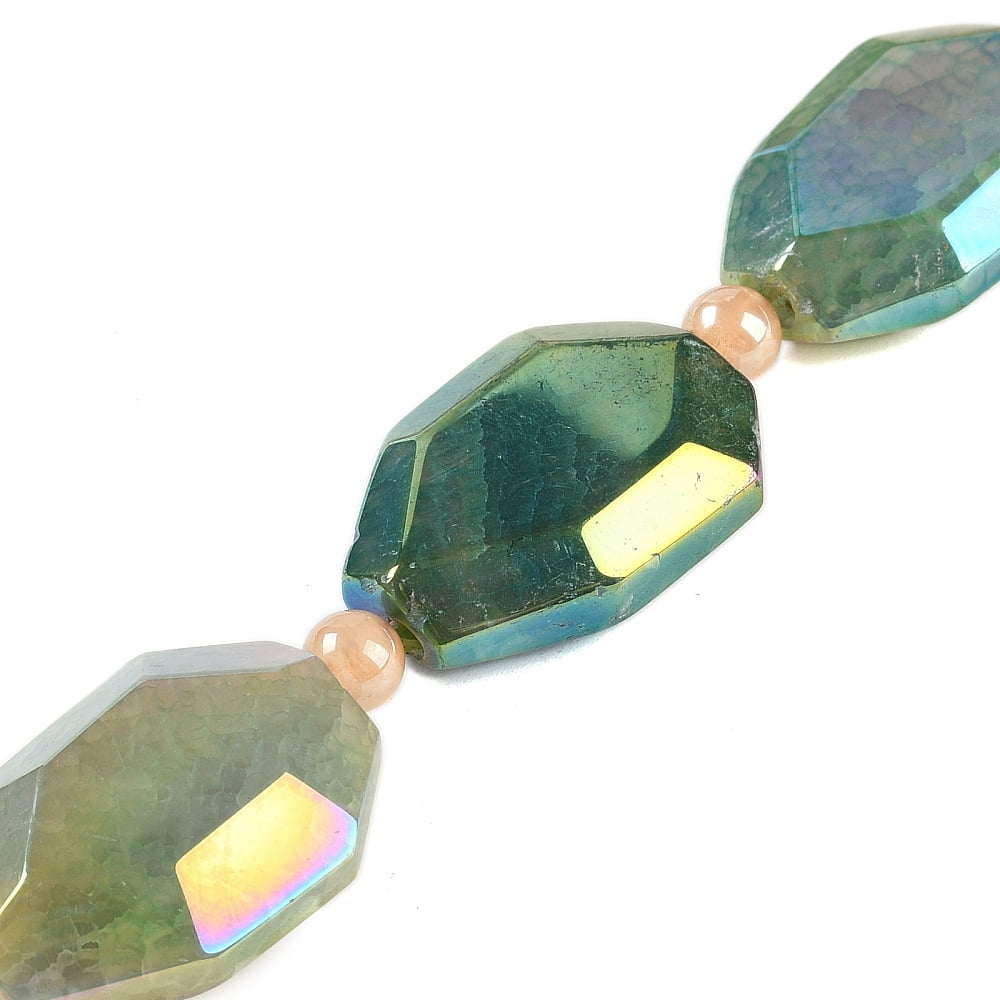 2strands Electroplated Natural Agate Beads Strands Faceted AB color Light Sea Green 28~30.5x20~23x8~10mm Hole: 2.1mm about 3pcs/strand 5.51 inch