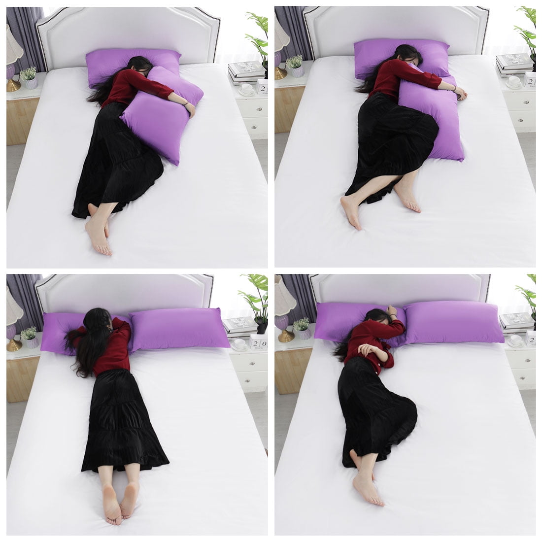 Unique Bargains 300TC Cotton Body Pillow Cover Case, 20" x 48"