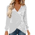 thumbnail image 2 of Laqbezok Elegant Wrap V Neck Sequin Velvet Long Sleeve Blouse, Women's Asymmetric Hem Sparkly Party Top, Shimmering Evening Gala Outfit, 2 of 6