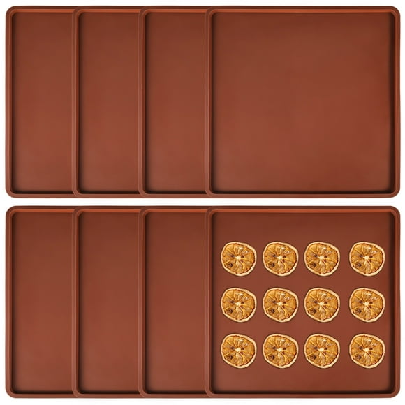 8 PCS Silicone Dehydrator Trays, 14 x 14 Inches Silicone Dehydrator Sheets Compatible with Excalibur, Non-Stick Silicone Mat with Edge for Fruits Vegetables Meat, Leather Dehydrator Tray for Liquid